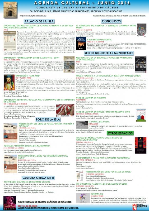 agenda cultural del mes de junio