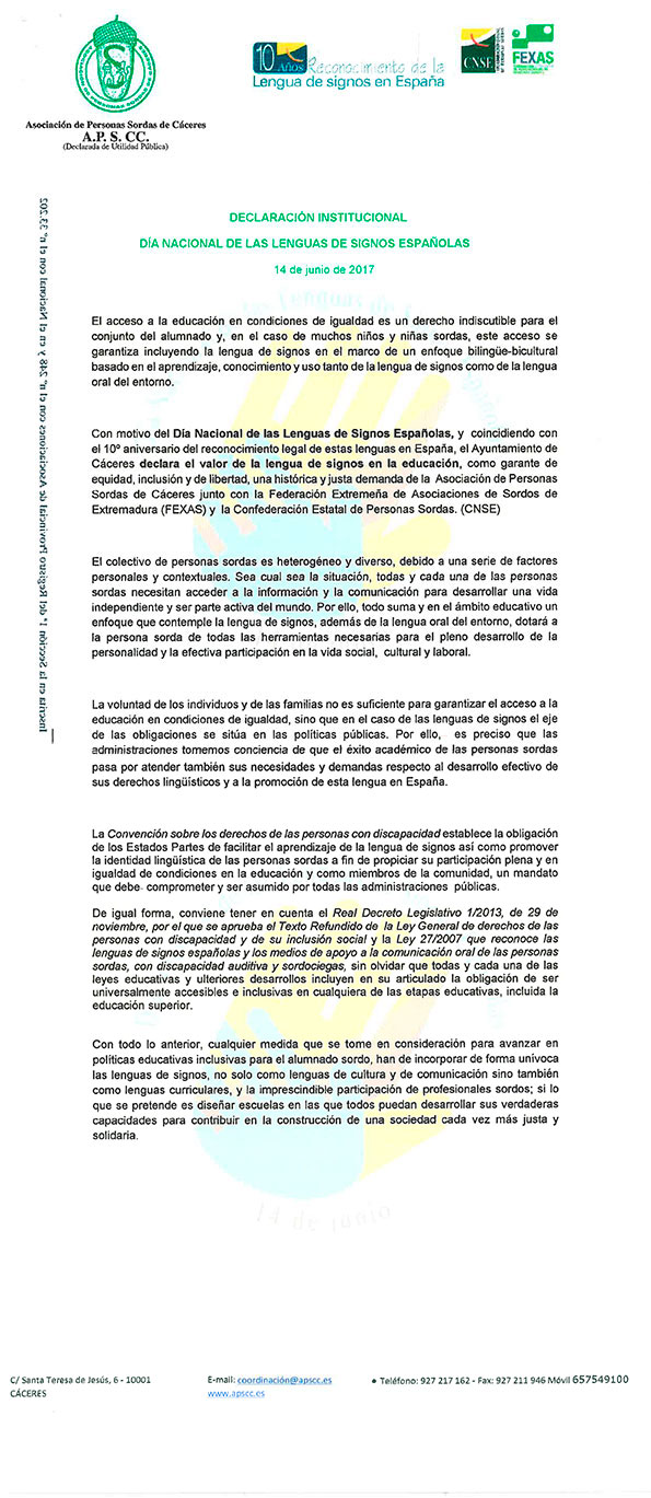 Declaración Institucional