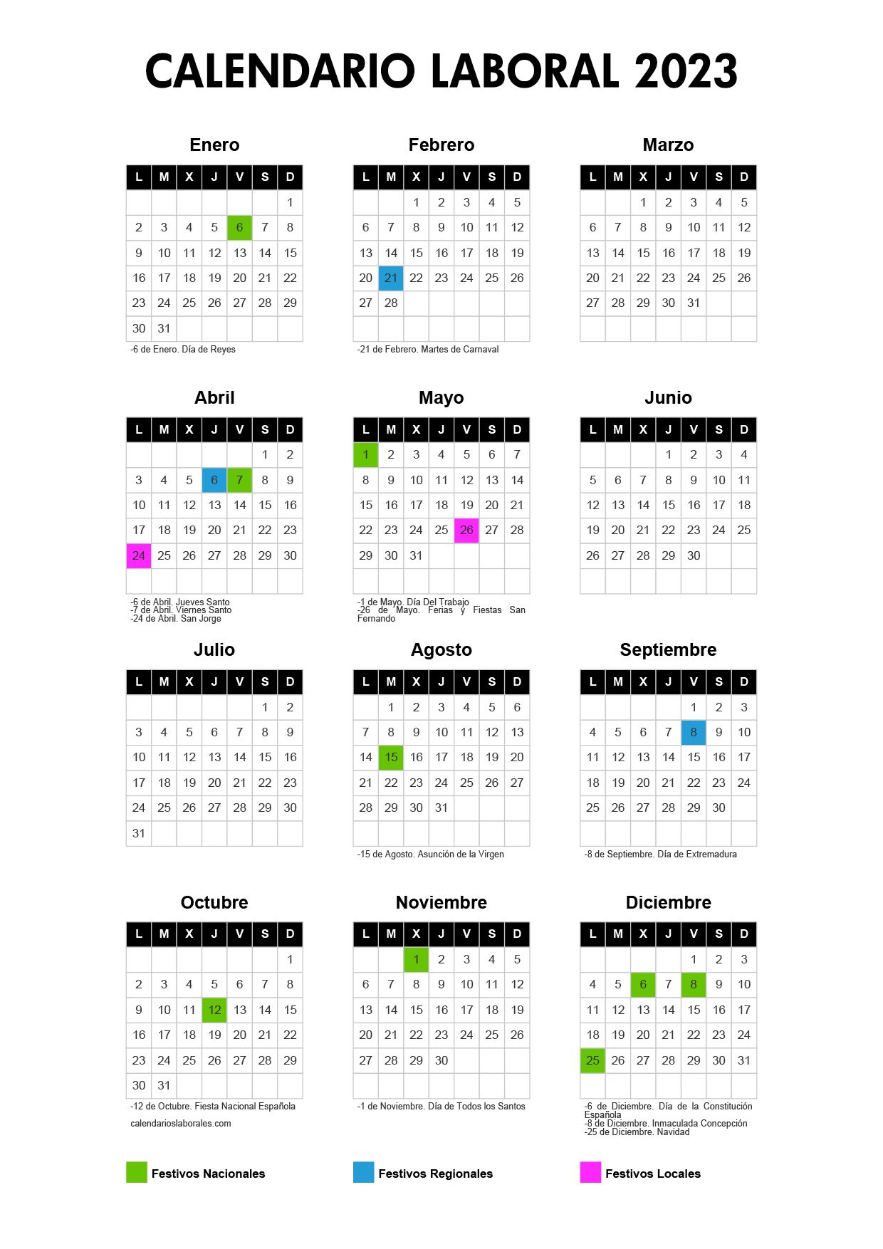 Calendario laboral - Ayuntamiento de Cáceres