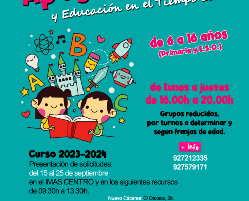 APOYO ESCOLAR Y EDUCACIÓN EN EL TIEMPO LIBRE DEL IMAS 2023/2024