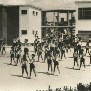 Exhibición gimnástica en El Brocense. 1966