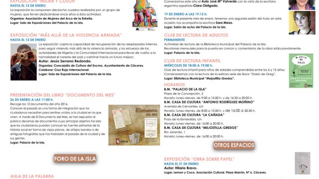 Agenda Cultural – Enero 2017